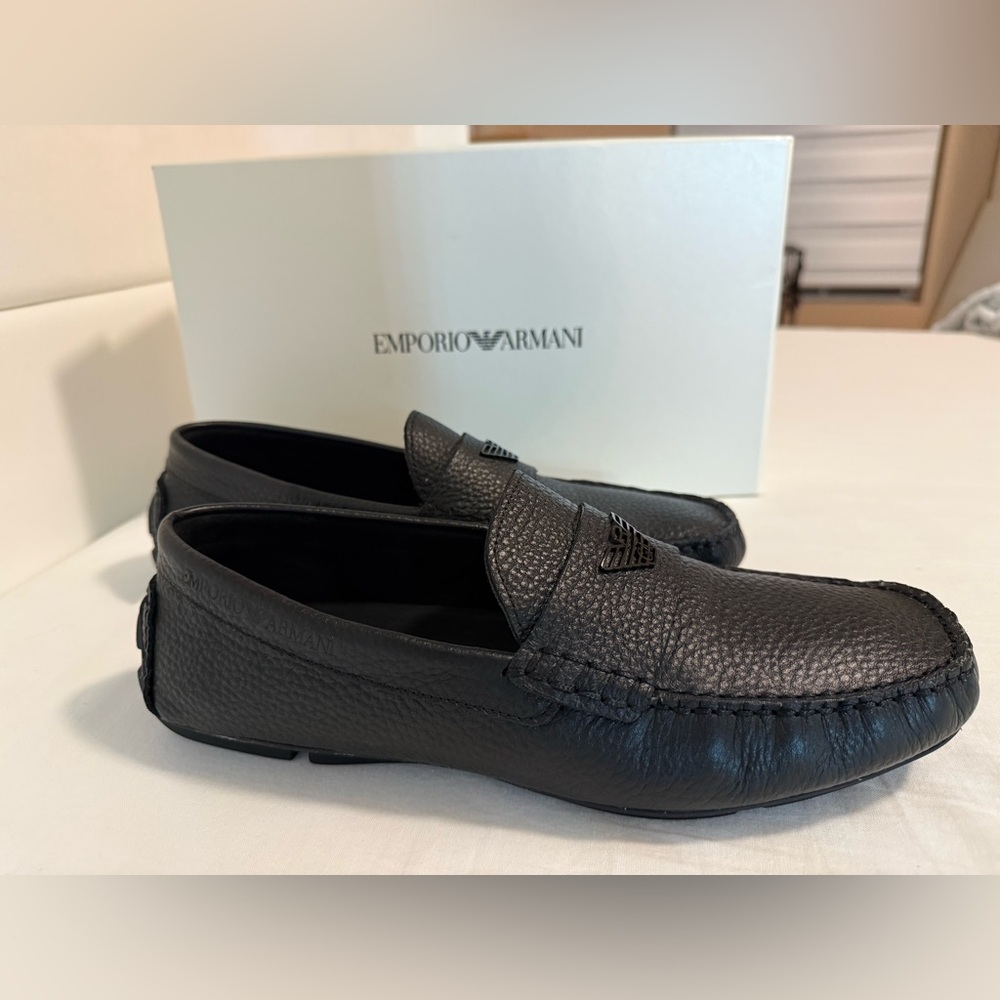 Emporio Armani Driving Moccasins
Black Grained Leather